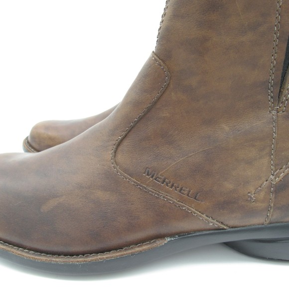 Merrell Womens Sz 6.5 Tetra Catch J45008 Brown Leather Waterproof Chelsea Boots - Picture 7 of 9